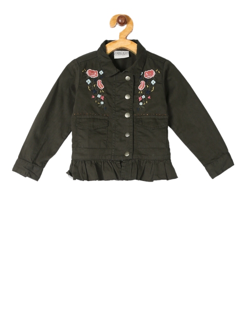 

Cherokee Girls Green Self Design Tailored Jacket