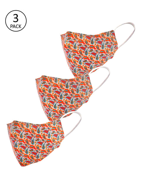 

LEGAL BRIBE Women 3 Pcs Printed 3-Ply Anti-Pollution Reusable Cloth Masks, Multi