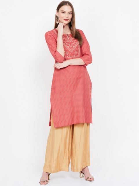 

Melange by Lifestyle Women Coral Yoke Design Straight Kurta