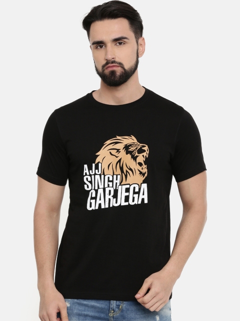 

Bushirt Men Black & White Printed Round Neck T-shirt