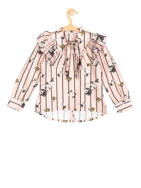 

Peppermint Girls Peach-Coloured Striped Top