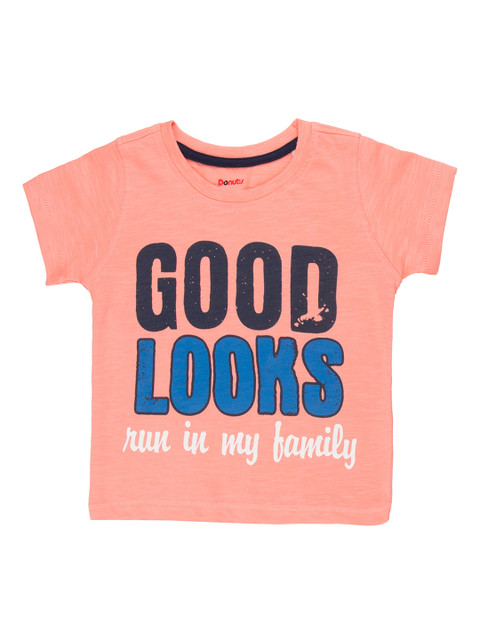 

Donuts Boys Peach Printed Round Neck T-shirt