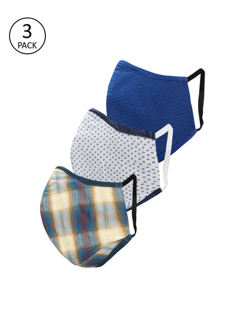 

Peter England Men Assorted Pack of 3 3-Ply Reusable Fabric Mask