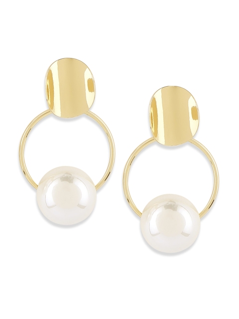 

20Dresses Gold-Toned & White Circular Drop Earrings