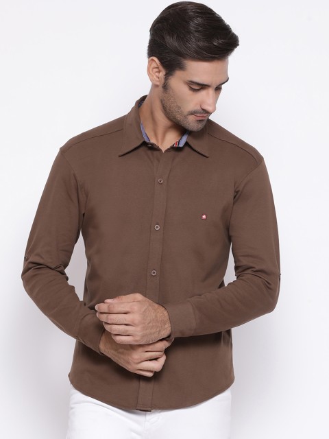 

SWISS MILITARY Men Brown Smart Regular Fit Solid Casual Shirt