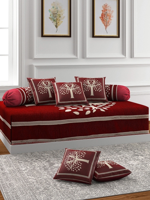 

ROMEE Set Of 8 Red & Beige Floral Printed Bedsheet With Bolster & Cushion Covers