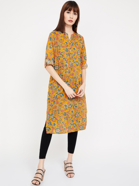 Melange by Lifestyle Women Mustard Printed Straight Kurta