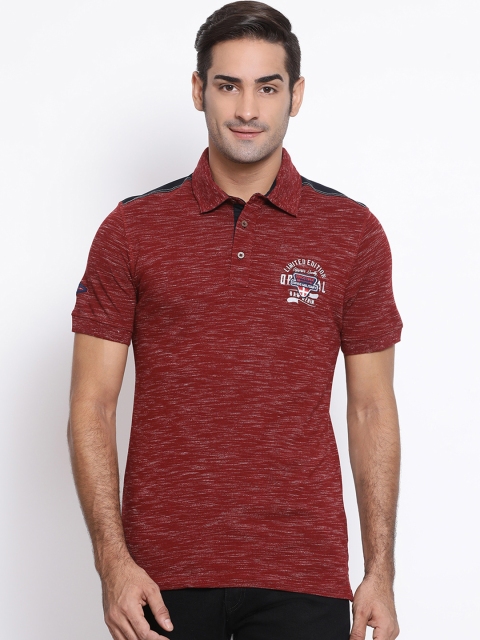 

SWISS MILITARY Men Maroon Solid Polo Collar Pure Cotton T-shirt