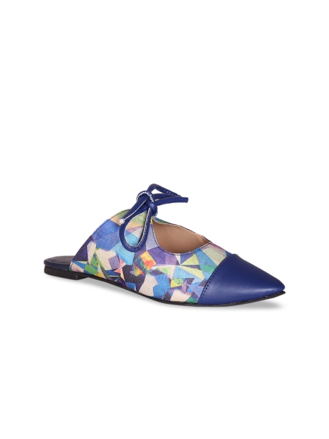 

Siendo Desi Women Blue & Cream-Coloured Printed Mules