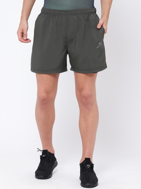 

SG Men Olive Green Solid Regular Fit Sports Shorts