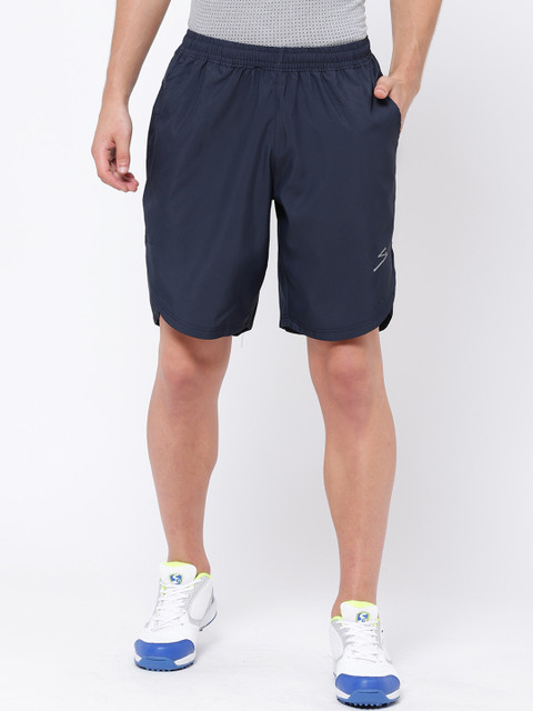 

SG Men Navy Blue Solid Regular Fit Sports Shorts