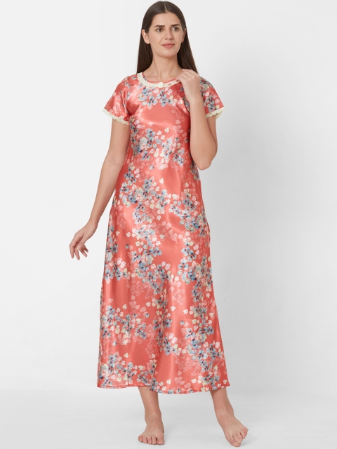 

Sweet Dreams Coral Pink Printed Nightdress