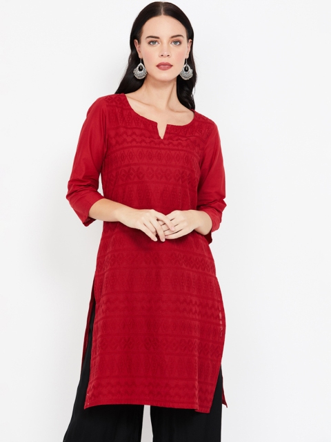

Melange by Lifestyle Women Red Woven Design Straight Kurta