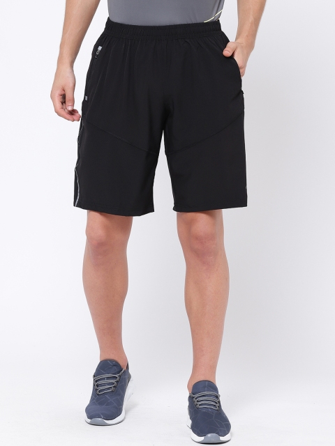 

SG Men Black Solid Regular Fit Sports Shorts