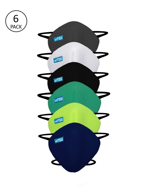 

F Gear Unisex 6 Pcs Solid 7-Ply Reusable Protective Outdoor Masks, Black