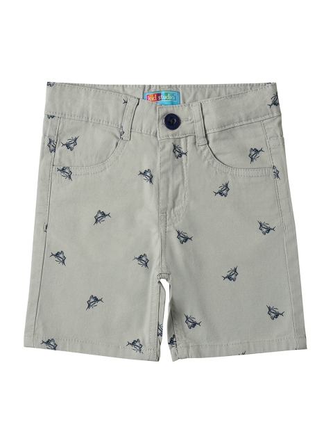 

Kid Studio Boys Grey Printed Regular Fit Regular Shorts