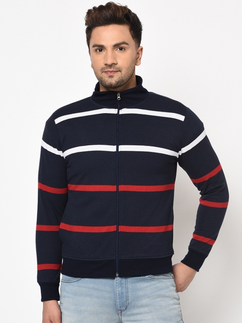 

Austin wood Men Navy Blue & Red Striped Sweatshirt