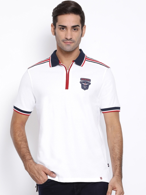 

SWISS MILITARY Men White Slim Fit Solid Polo Collar T-shirt