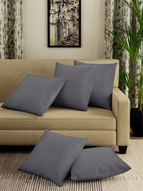 

KLOTTHE Set Of 5 Grey Self Design Square Floor Cushions