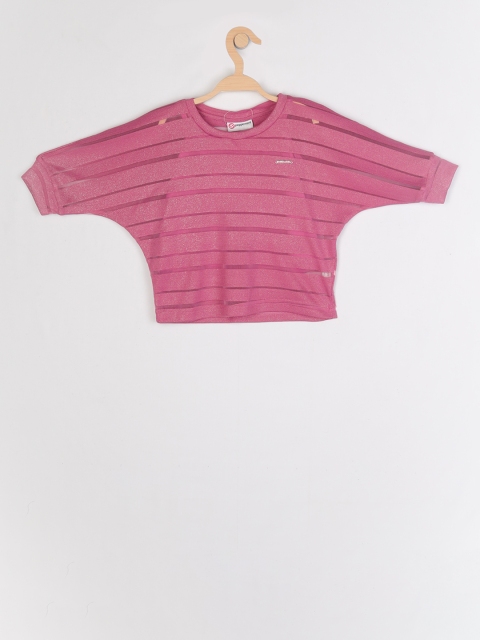 

Peppermint Girls Pink Self Design Sheen Top