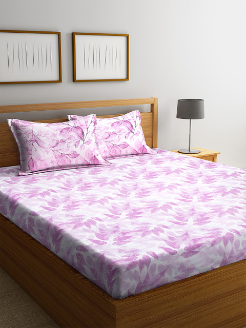 

BOMBAY DYEING White & Pink Floral 144 TC Cotton 1 King Bedsheet with 2 Pillow Covers