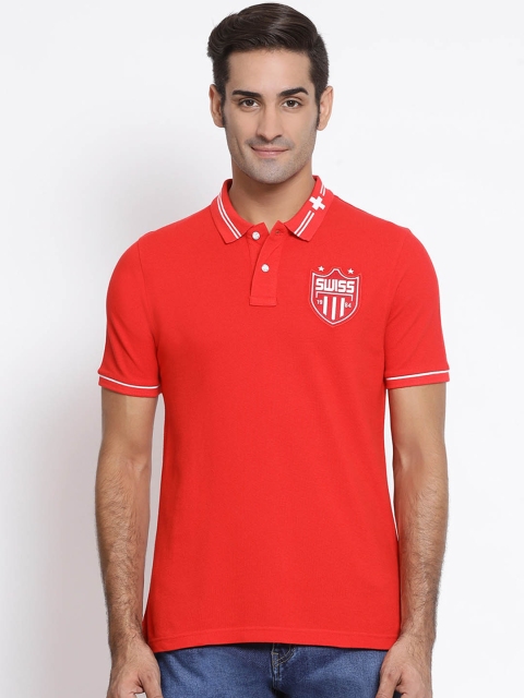 

SWISS MILITARY Men Red Solid Polo Collar T-shirt