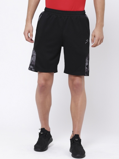 

SG Men Black & Grey Camouflage Print Regular Fit Sports Shorts
