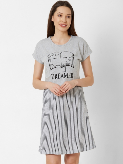 Sweet Dreams Grey & Black Printed Sleep Shirts