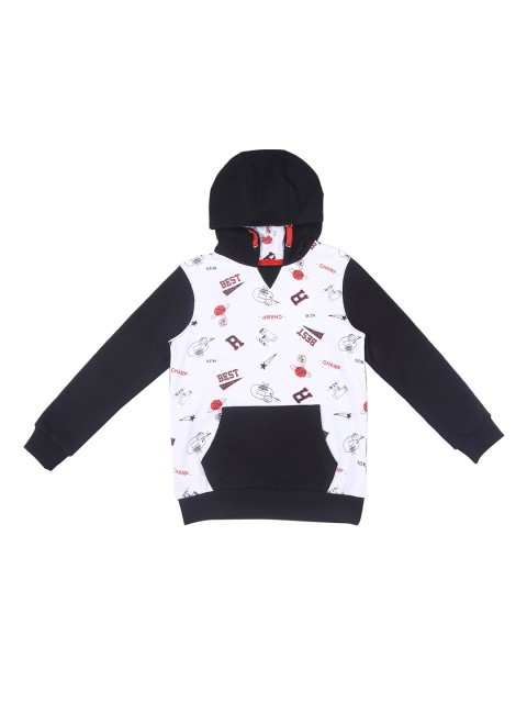 

CHALK by Pantaloons Boys Off-White & Black Printed Hooded Sweatshirt