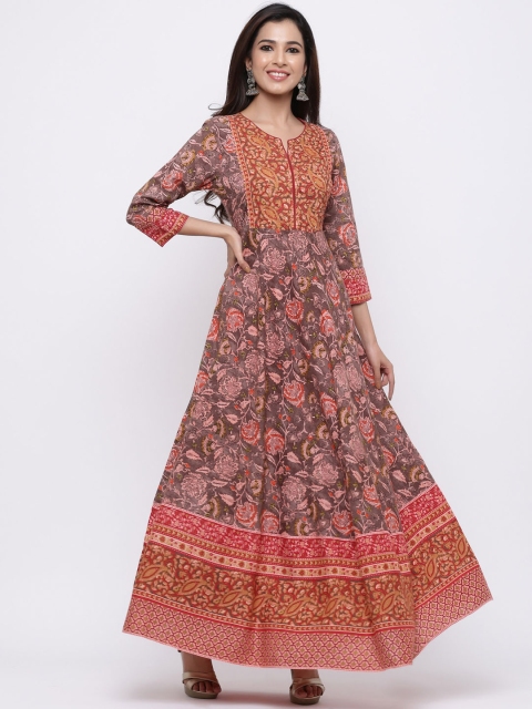 

Rain & Rainbow Women Multicoloured Floral Printed Maxi Dress, Multi