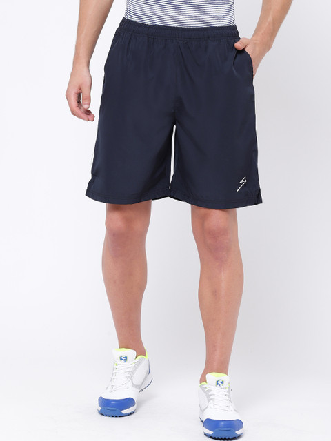 

SG Men Blue Solid Regular Fit Sports Shorts