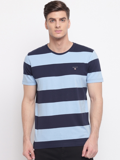 

GANT Men Blue Striped Round Neck T-shirt