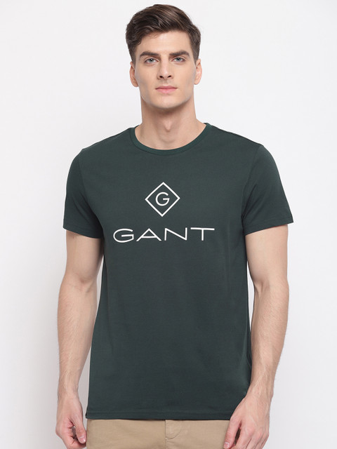 

GANT Men Green Printed Round Neck T-shirt