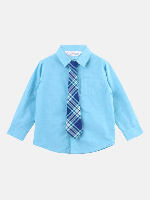 

Beebay Boys Turquoise Blue Regular Fit Solid Casual Shirt
