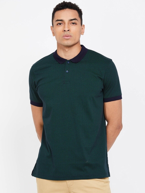 

CODE by Lifestyle Men Navy Blue & Green Printed Polo Collar T-shirt