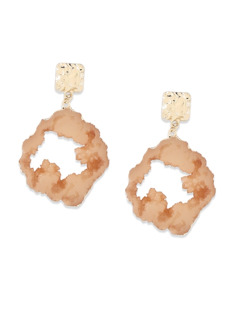 

20Dresses Gold-Toned & Peach-Coloured Quirky Drop Earrings