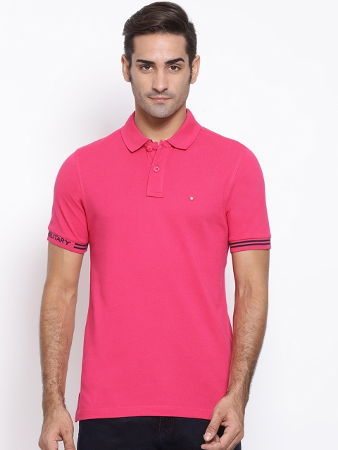 

SWISS MILITARY Men Pink Solid Polo Collar Pure Cotton T-shirt