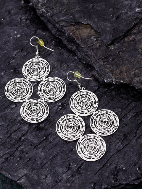

Stoln Silver-Toned Circular Drop Earrings