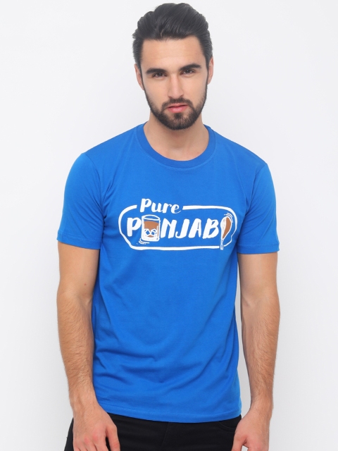 

Bushirt Men Blue Printed Round Neck T-shirt