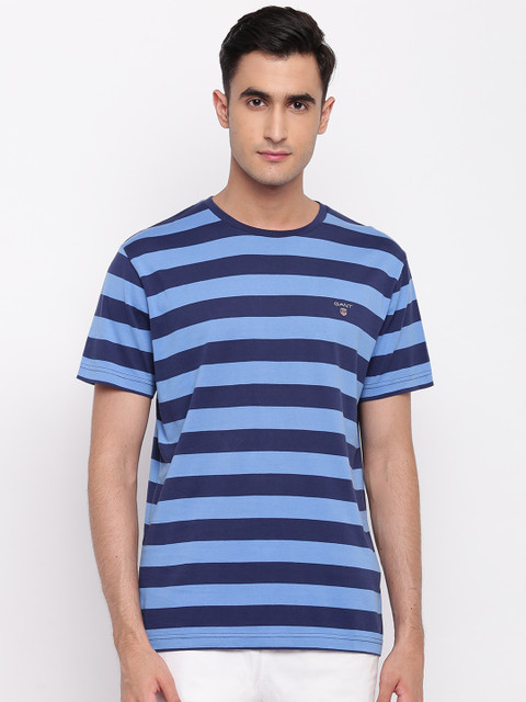 

GANT Men Blue Striped Round Neck T-shirt