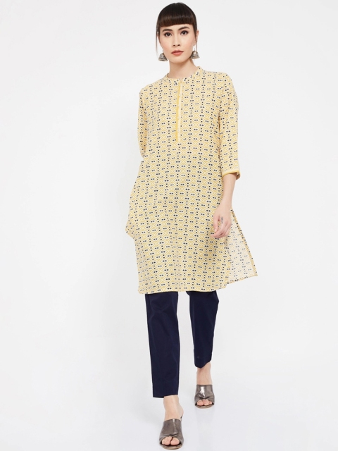

Melange by Lifestyle Women Yellow Printed Straight Kurta