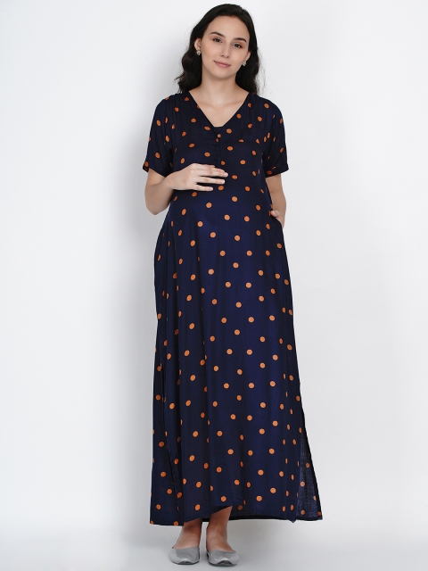 

Mine4Nine Women Navy Blue And Red Printed A-Line Dress