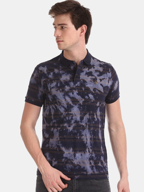

Ruggers Men Purple Striped Polo Collar T-shirt