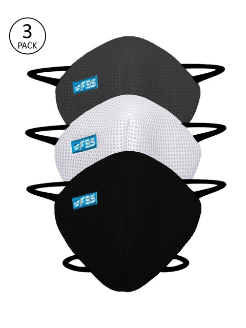 

F Gear Unisex 3 Pcs Solid 7-Ply Anti-Bacterial Reusable Protective Outdoor Masks, Grey