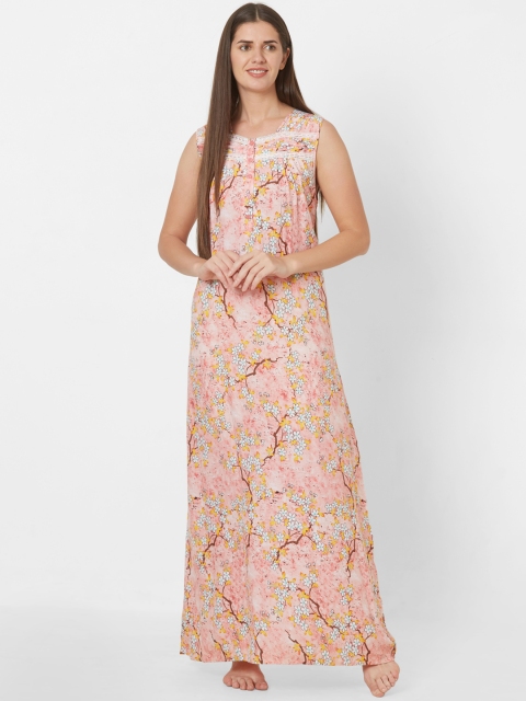 

Sweet Dreams Peach-Coloured & Off-White Printed Nightdress
