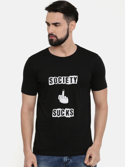 

Bushirt Men Black & White Printed Round Neck T-shirt