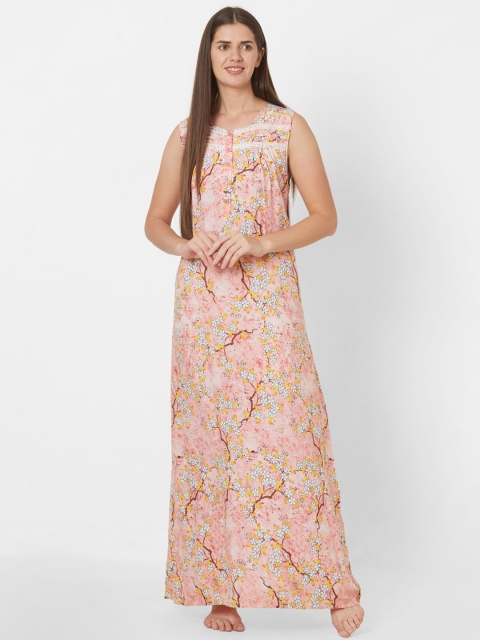 

Sweet Dreams Peach-Coloured Printed Nightdress