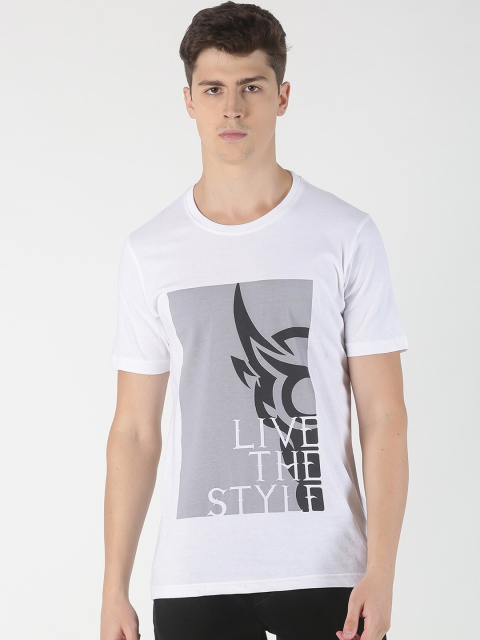

BLACK BUCK Men White Printed Round Neck T-shirt