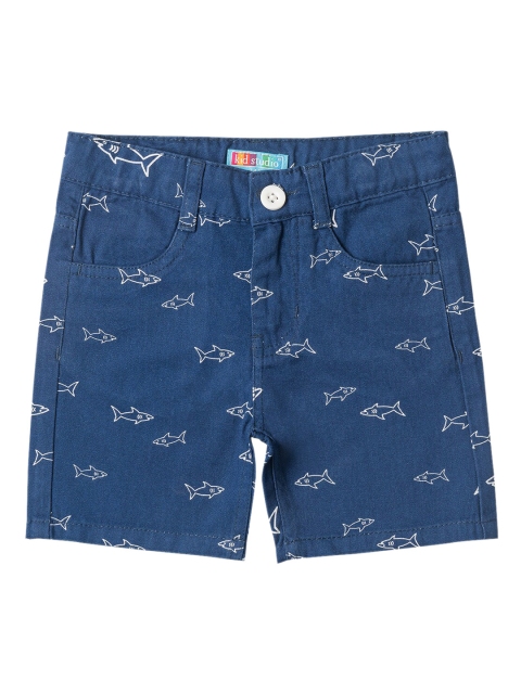 

Kid Studio Boys Blue & White Printed Regular Fit Regular Shorts