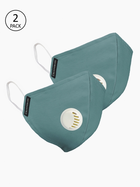 

DENNISON Unisex 2 Pcs Sea Green 2-Ply Valved Anti-Dust Reusable Cloth Masks